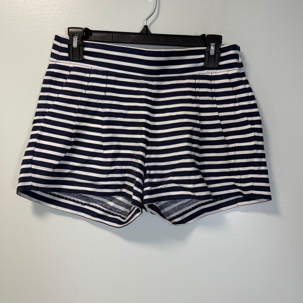 J.Crew Womens Blue White Striped Cotton Linen Chino Shorts 46966 Size‎ 2